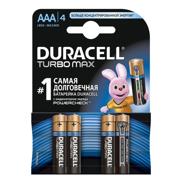 Батарейка Duracell LR03 MN2400 KPD 04*10 Turbo 1x4 шт 
