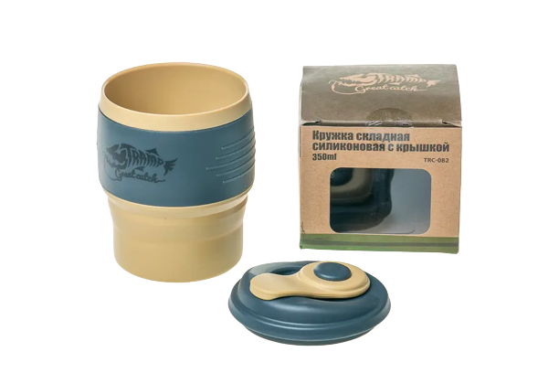 Кружка складная TRAMP силиконовая с крышкой 350мл UTRC-082, Песочный  