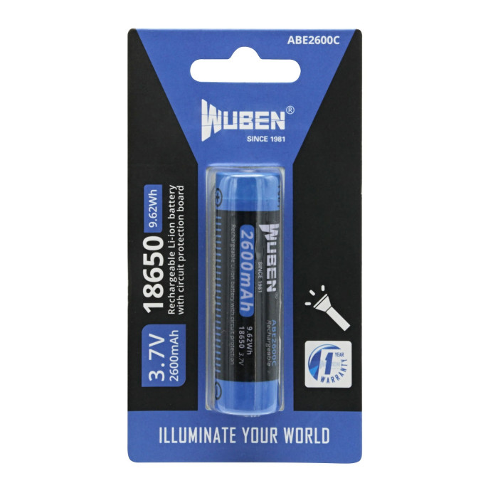 Аккумулятор Wuben 18650 3.7 V 2600 mAh Protection  