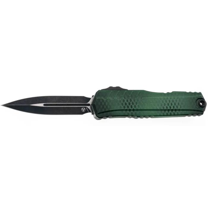 Нож Microtech Cypher II D/E - Green X-51 Handle - Tumbled Black Blade green