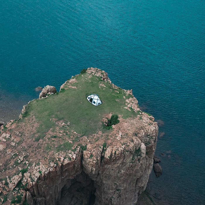 Палатка надувная Naturehike CNK2300ZP012, голубая большая  