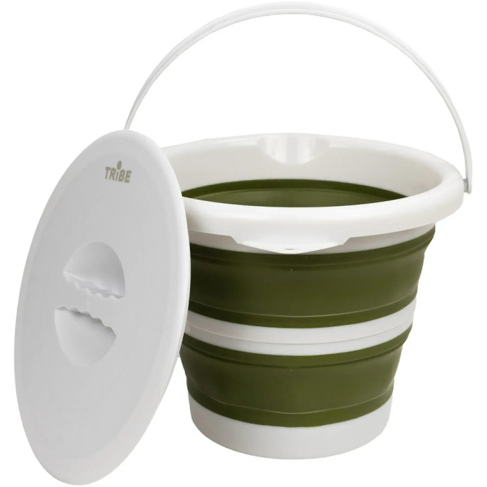 Ведро Tribe Water Bucket Lid 5 л силиконовое с крышкой T-FJ-0049, olive  