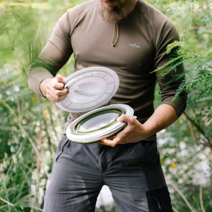 Ведро Tribe Water Bucket Lid 5 л силиконовое с крышкой T-FJ-0049, olive  