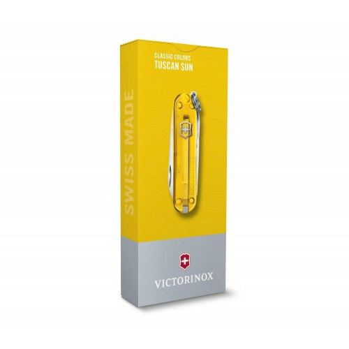 Нож-брелок Victorinox Classic SD Transparent Colors, Tuscan Sun (0.6223.T81G) 7 функций, 58 мм, Gift Box  