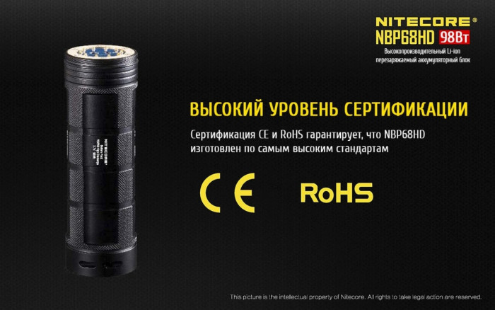 Аккумуляторный блок Nitecore NBP68HD 3.7V 27200mAh для фонарей TM серии  