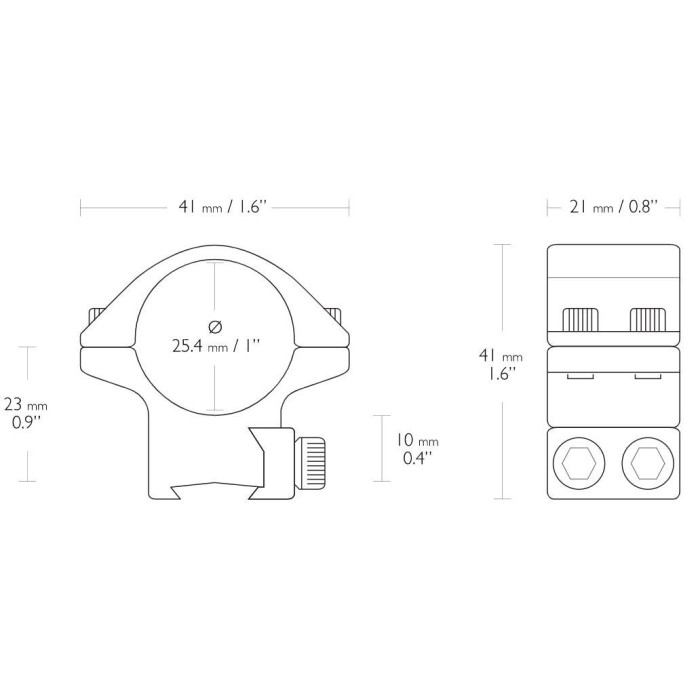 Кольца Hawke 1"(25.4) Low. Сплав. 11 мм  