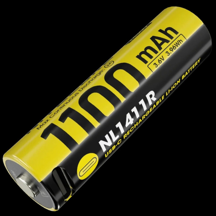 Аккумулятор литиевый Li-Ion Nitecore NL1411R 3,6V (1100mAh, USB-C), защищенный  