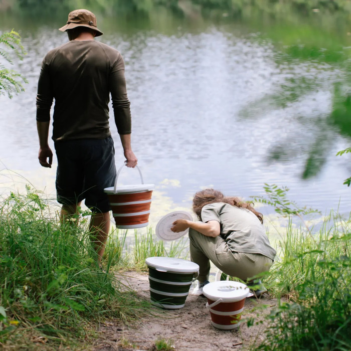 Ведро Tribe Water Bucket Lid 5 л силиконовое с крышкой T-FJ-0049, terracota  
