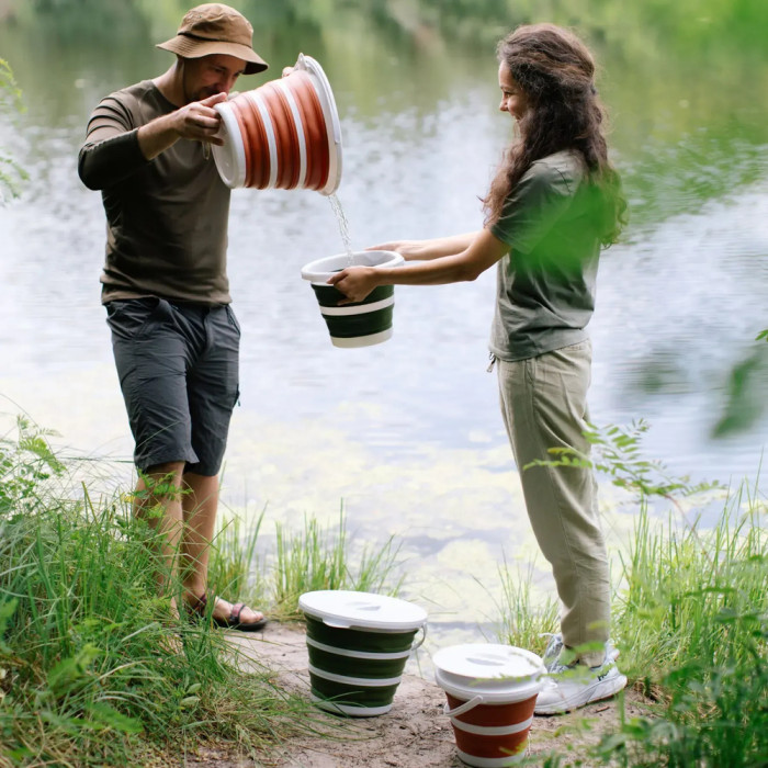 Ведро Tribe Water Bucket Lid 5 л силиконовое с крышкой T-FJ-0049, terracota  