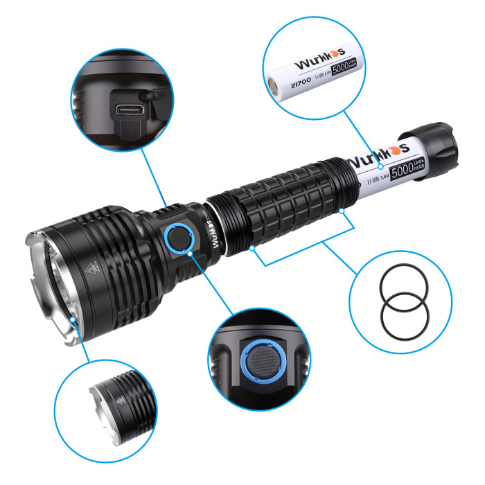 Фонарь Wurkkos TS30S USB C Rechargeable 6000lm, черный  