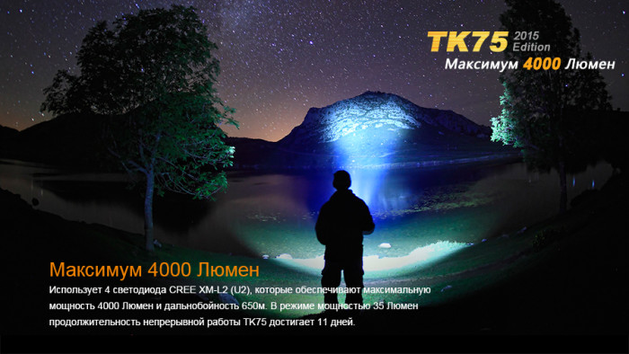 Тактический фонарь Fenix TK75 (2015) Cree XM-L2 (U2)  