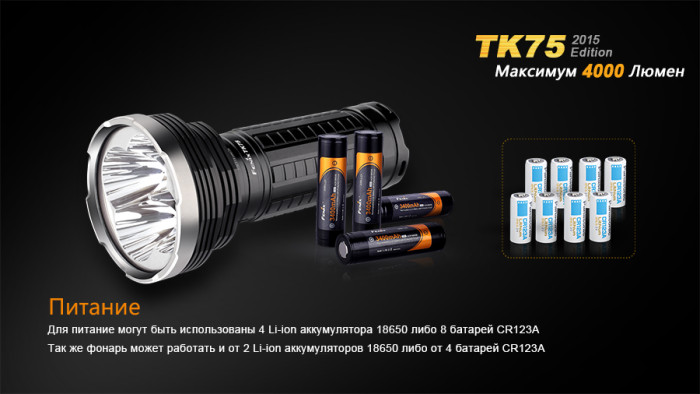 Тактический фонарь Fenix TK75 (2015) Cree XM-L2 (U2)  