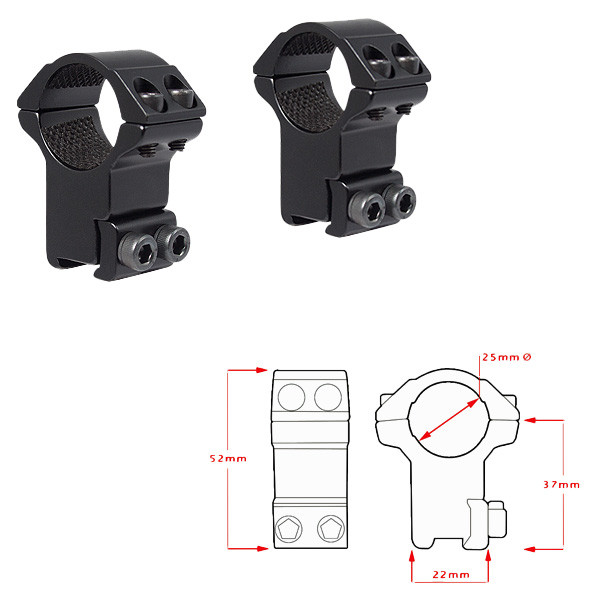Кольца Hawke Matchmount 1"/9-11mm/High 