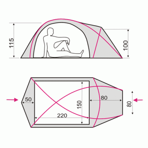 Палатка Terra Incognita Ksena 2 Alu (вишневый)  