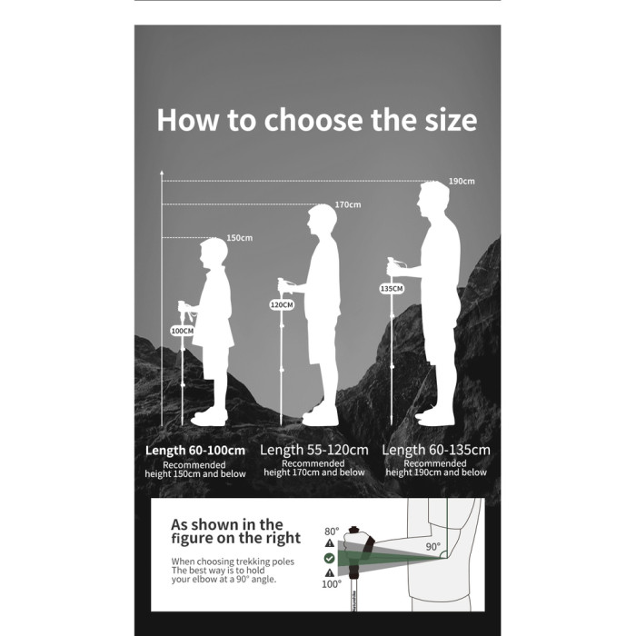 Трекинговая палка 3-сек. Naturehike CNK2550DS010, 55-120 см, алюминий, зеленая  