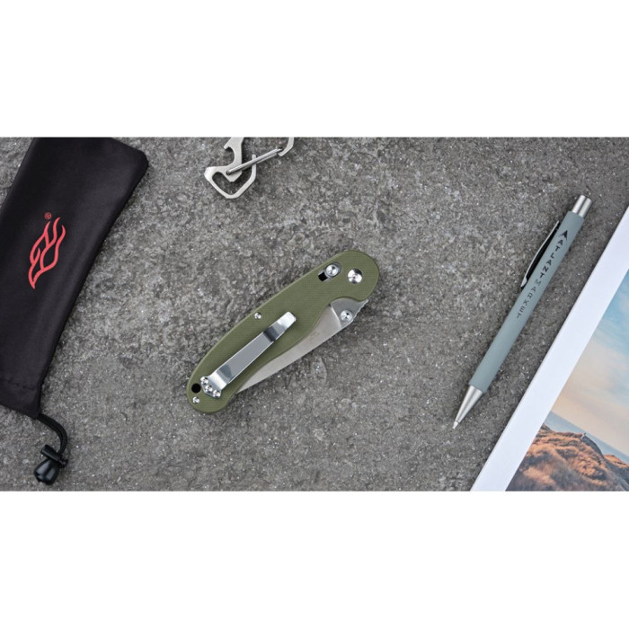 Нож складной Ganzo G727M зеленый (Поврежденная упаковка/царапины на лезвии)  