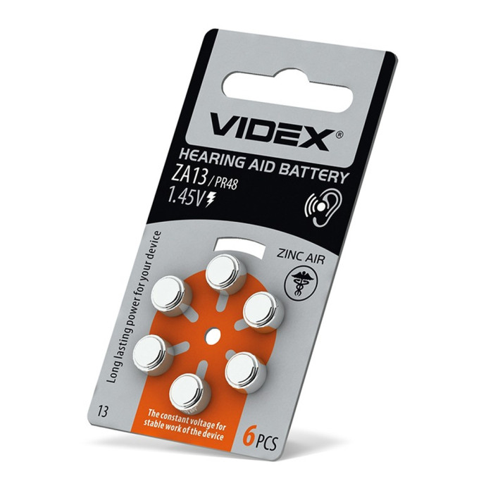 Батарейки воздушно-цинковые Videx ZA13 (PR48) BLISTER6  