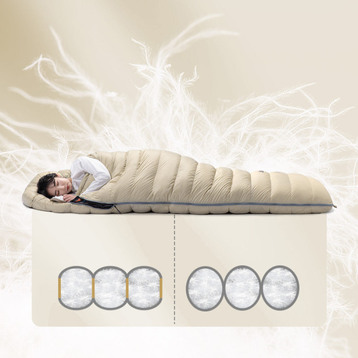 Спальный мешок с натуральным пухом Naturehike NH22YD001, бежевый  