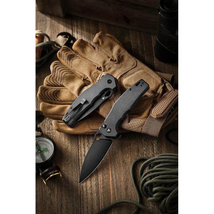Нож Trivisa Corvus-04B, 14C28N, Микарта, Черный (TY20-BM-14)  