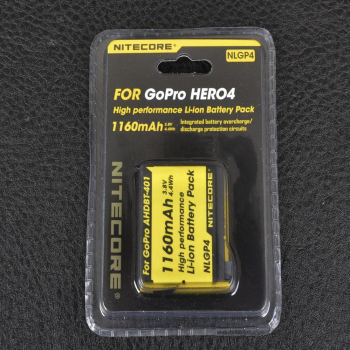 Аккумулятор литиевый Li-Ion Nitecore NLGP4 для GoPro AHDBT-401 3.7V 1160mAh  