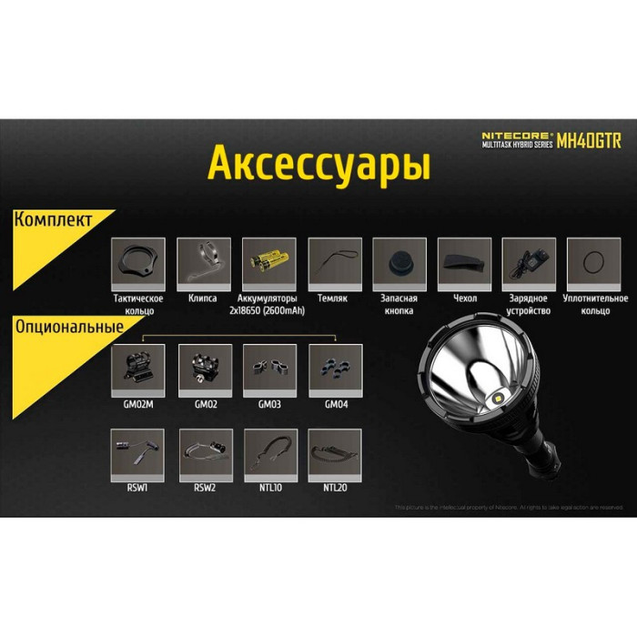 Поисковый фонарь Nitecore MH40GTR, 1200 люмен  