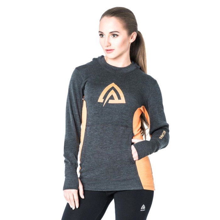 Худи женское Aclima WarmWool Hood Sweater Woman Marengo/MuskMelon, L  
