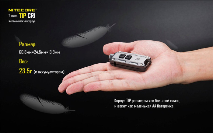 Фонарь- брелок Nitecore TIP CRI (Nichia LED, 220 люмен, 4 режима, USB),черный  