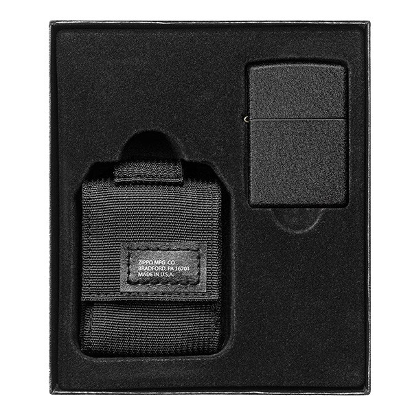 Зажигалка Zippo Blk Crackle Ltr Tactical Pouch Black GS (49402)  