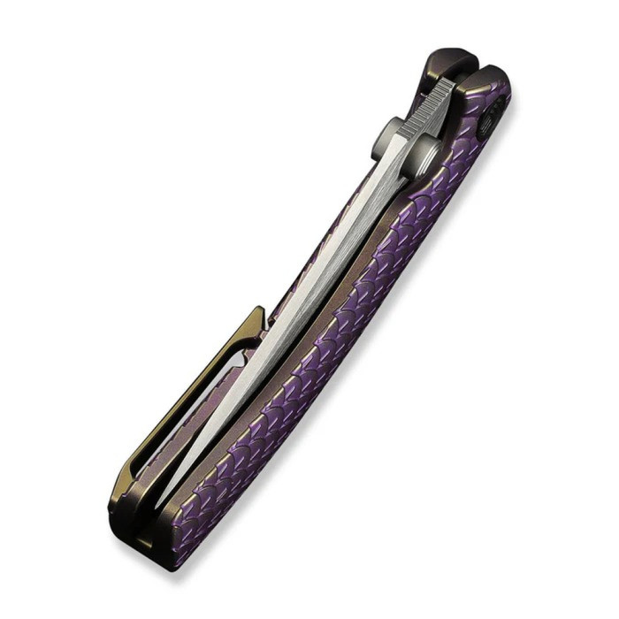Нож складной туристический Weknife Dracarys, (9.1 см) Böhler M390 / титан 6AL4V фиолетовый/золотой  