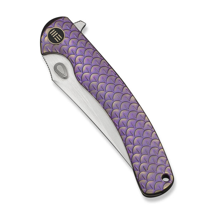 Нож складной туристический Weknife Dracarys, (9.1 см) Böhler M390 / титан 6AL4V фиолетовый/золотой  