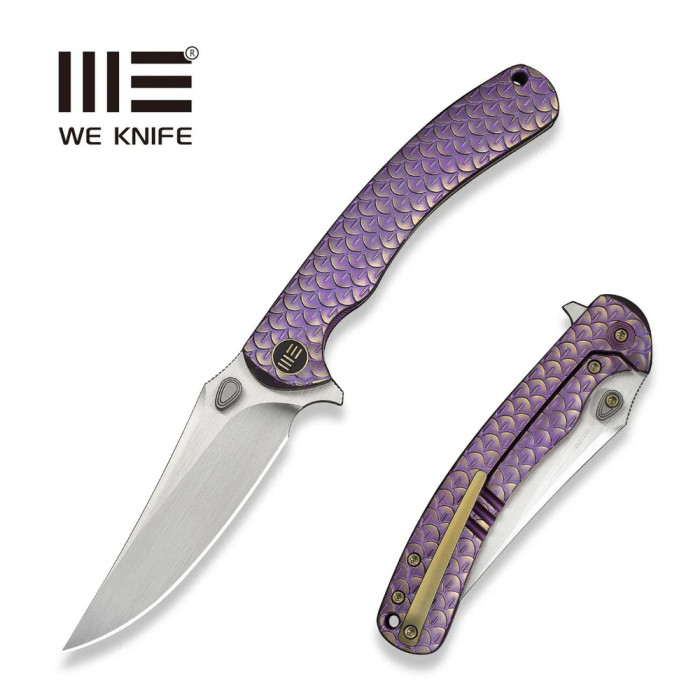 Нож складной туристический Weknife Dracarys, (9.1 см) Böhler M390 / титан 6AL4V фиолетовый/золотой  