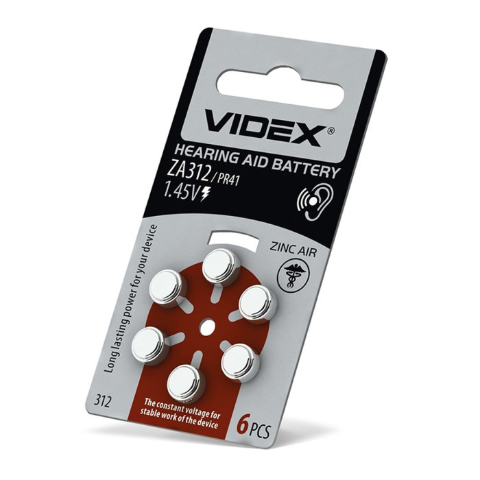 Батарейки воздушно-цинковые Videx ZA312 (PR41) BLISTER6  