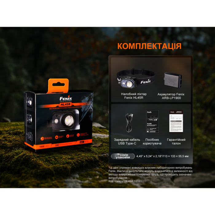 Фонарь налобный Fenix ​​HL45R LED с бесконтактным датчиком  