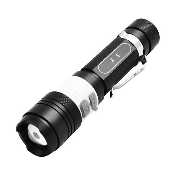 Карманный фонарь Police X5-T6, серый XM-L,1x18650,microUSB  