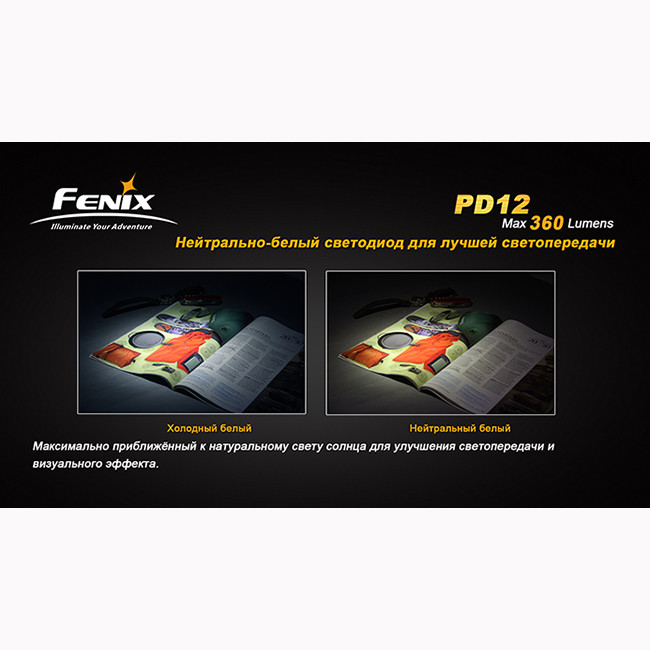 Карманный фонарь Fenix PD12 , серый, XM-L2 (T6), 360 люмен  