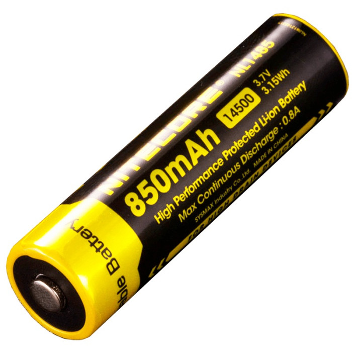 Аккумулятор Nitecore Li-Ion 14500 NL1485 (850mAh), защищенный 