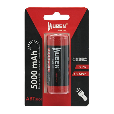 Аккумулятор Wuben 26650 3.7V 5000 mAh Protection