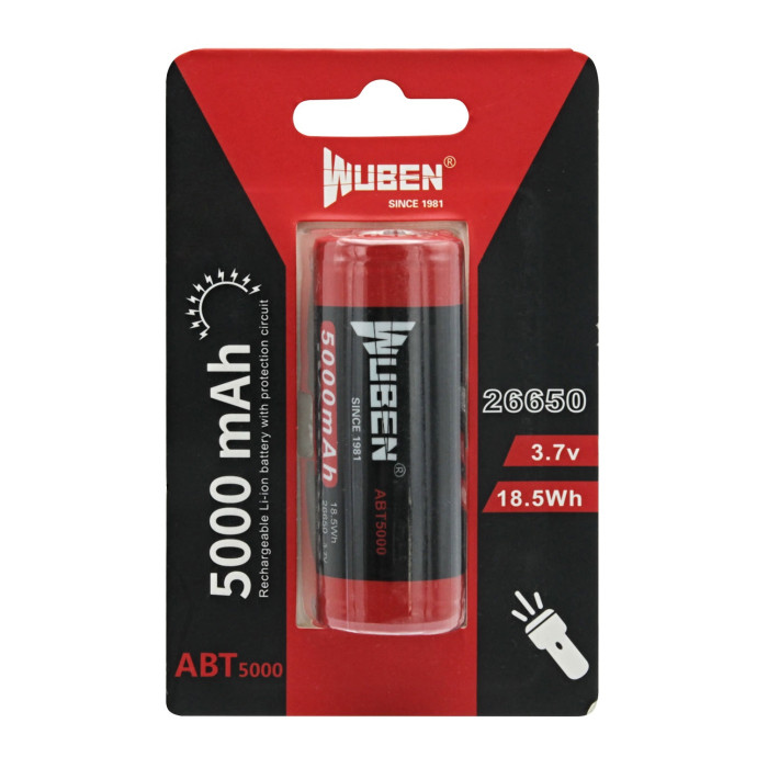 Аккумулятор Wuben 26650 3.7V 5000 mAh Protection 