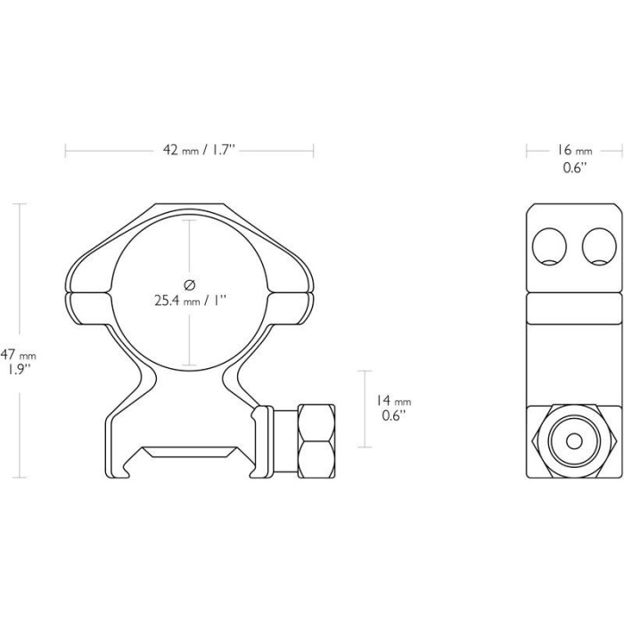 Кольца Hawke Precision Steel 1"(25.4) High. Сталь. Weaver  