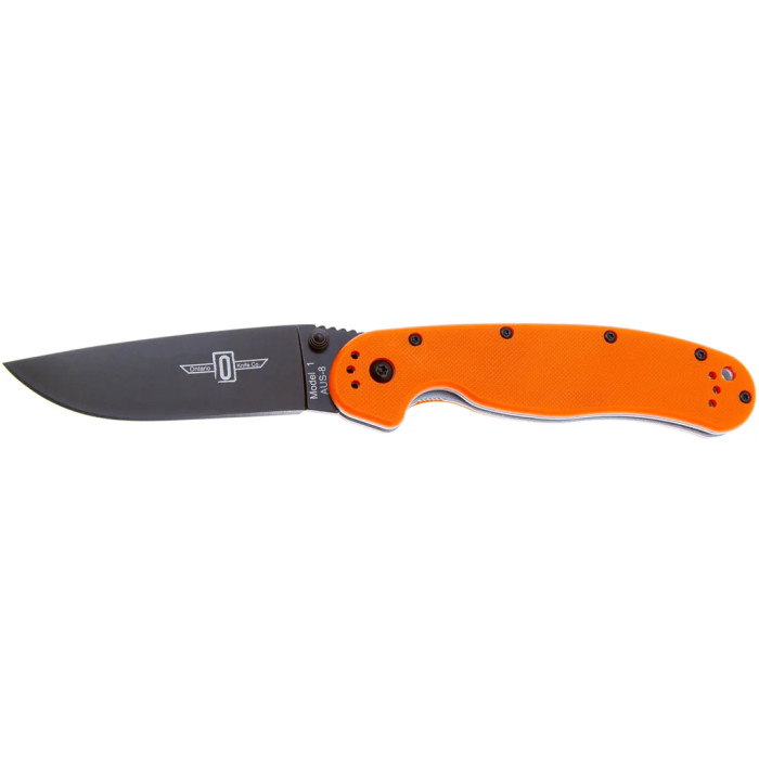 Нож Ontario Knife RAT I Black Blade Linerlock orange  