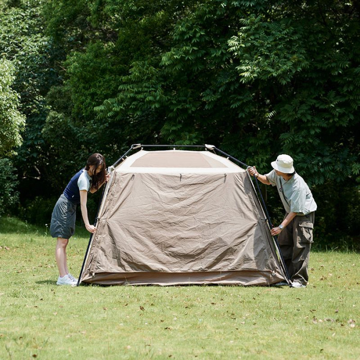 Палатка с навесом Naturehike Village CNK2300ZP022, коричневый малый  