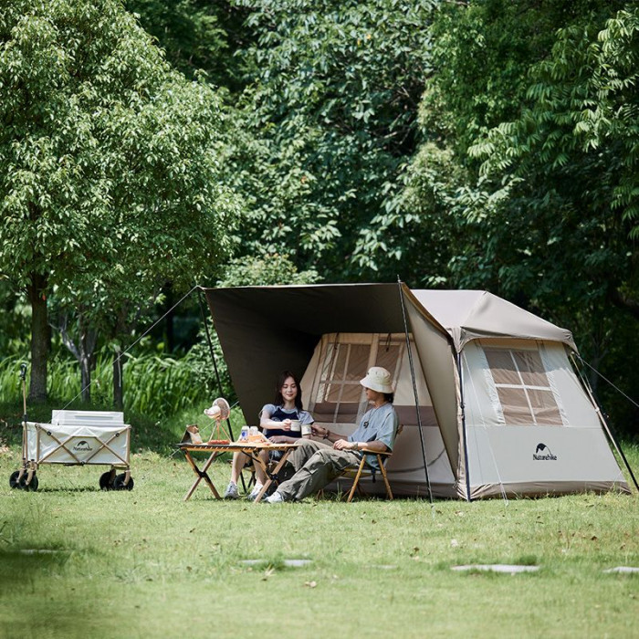 Палатка с навесом Naturehike Village CNK2300ZP022, коричневый малый  