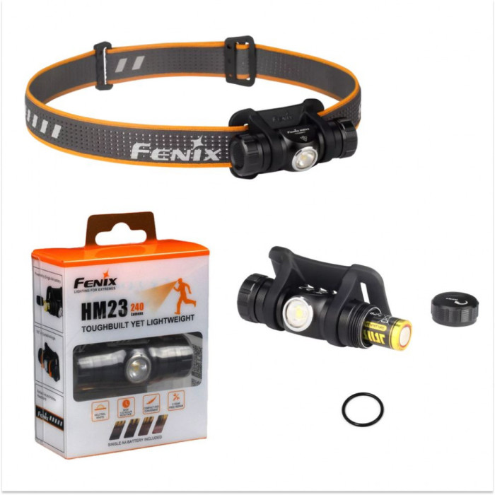 Фонарь налобный Fenix ​​HM23 (Открытая упаковка/отсутствует батарейка АА)  