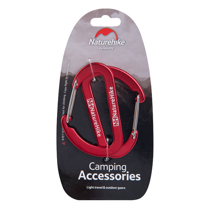 Карабин многофункциональный Naturehike 65 мм 2 pack красный  
