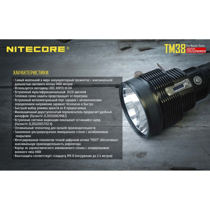 Карманный фонарь Nitecore TM38, 1800 люмен  