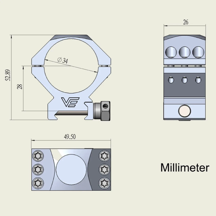Кольца Vector Optics X-Accu 34 мм Weaver низкие  