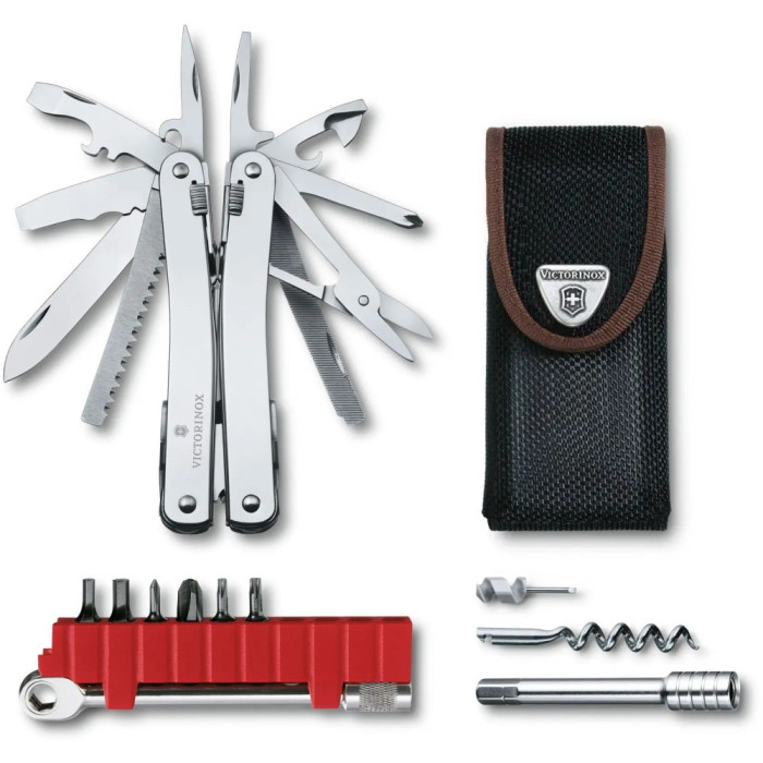 SWISSTOOL SPIRIT X PLUS RATCHET  105мм/36функ+черн.нейлон.чехол /плоск/ножн/пила/напил/отверт/биты 
