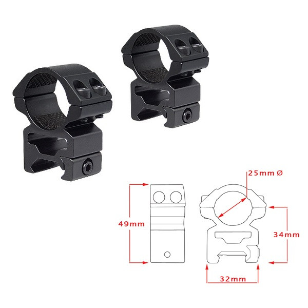 Кольца Hawke Matchmount 1"/Weaver/High 