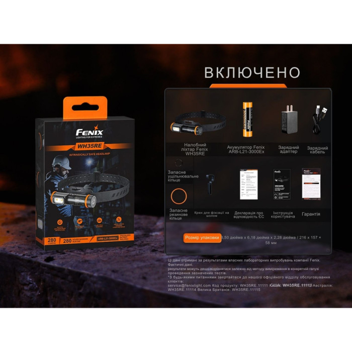 Фонарь налобный взрывобезопасный Fenix WH35RE  