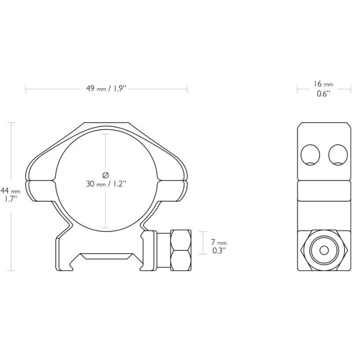 Кольца Hawke Precision Steel 30 мм Medium. Сталь. Weaver  